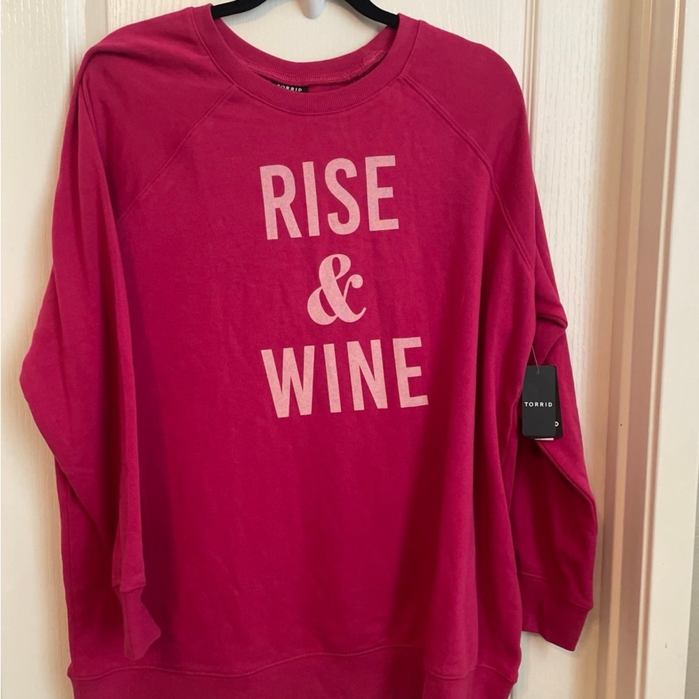 Torrid Women's Red Crew Neck Sweatshirt - Rise & Wine